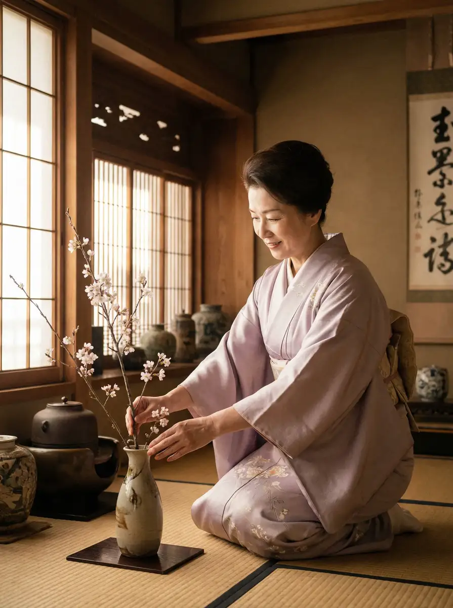 一位优雅的 香蕉视频 - 香蕉免费视频在线 | 最新热门香蕉视频资源 在和室中插花